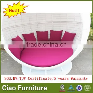 Hotel Outdoor Furniture Poolside Big Bed White Rattan Apple Sunbed thumbnail-6