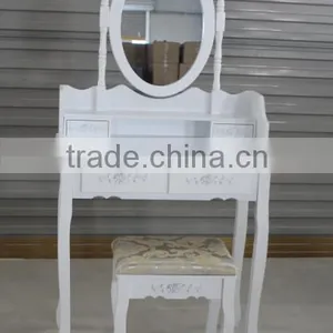 French Style Dressing Table With Mirror and Stool thumbnail-1