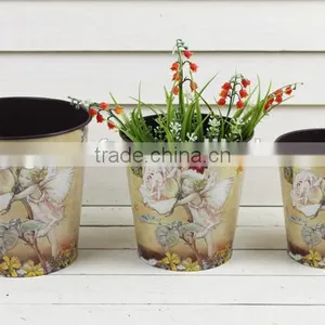 2016 Decorative Indoor Flower Pots, Metal Round Angel Decor Flower Pot Planter thumbnail-1