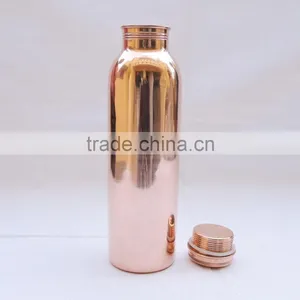 BPA FREE 30 OZ 100% COPPER SEAMLESS WATER DRINKING BOTTLE , TRAVELLERS SPILL PROOF WATER BOTTLE thumbnail-2