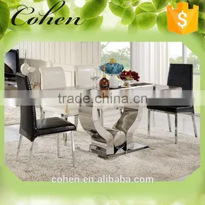2015 Modern Glass/marble Dining Table AH2197 thumbnail-3