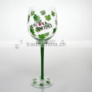FDA,Eco-friendly,hand Paint Holiday Green Wine Glass With Word thumbnail-1