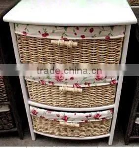 Tong Wood Living Room Display Shoe Cabinet With Wicker Drawer thumbnail-5