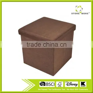 Collapsible Storage Ottoman Cube Foot Rest Stool Comfy Linen-like Fabric Lift Off Top thumbnail-3