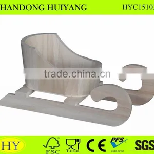 Unfinished Wood Crafts Wood Christmas Sleigh Indoor Decorations thumbnail-1