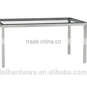 Clear Glass Top Stainless Steel Base 60x36 Dining Table thumbnail-1