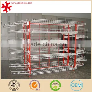Metal Double-sided Supermarket Display Shelf Gondola With Basket thumbnail-1