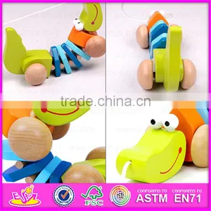 Handmade Wooden Animal Crocodile Pull Toy,Wooden Baby Push and Pull Crocodile Toy W05B105 thumbnail-4
