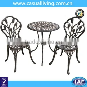 3 Piece Cast Aluminum Black Bistro Patio Set thumbnail-1