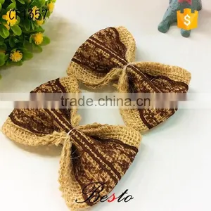 New Popular Wholesale Baby Girl Bow Lace Burlap Flower for Hair thumbnail-2