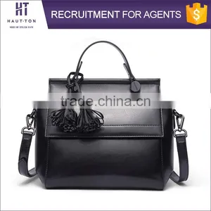 New Style Vintage Ladies Tassel Tote Shoulder Handbags Hot Sale Fashion Women Genuine Split Cow Leather Shoulder Bags With Strap thumbnail-2