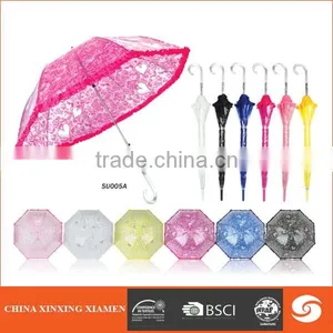 Cheap Clear Transparent Plastic Umbrella for Lady thumbnail-1