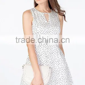 2016 Ladies Polka Dot v Neckline Cut Out Romper in White thumbnail-1