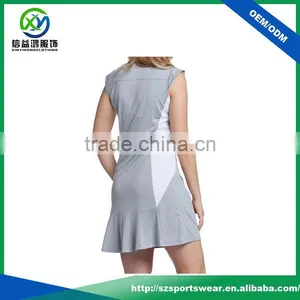 New Design Subliamtion Stripe Special Sleeve Ladies Golf Long Dress In Light Grey thumbnail-2