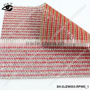 New Design Hot Fix Pearl Rhinestone Mesh Iron on Transfer Adhesive Rhinestone Transfer Sheets thumbnail-1