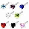 Gem Heart 316L Surgical Stainless Steel Nickel Free Nose Studs / Body Piercings Jewelry For Gift thumbnail-1