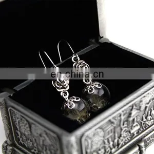 Hot Sell Glass Ball Dandelion Seeds Vintage Flower Metal Plant Pendant Unique Earrings thumbnail-3