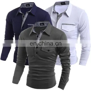 China Supplier Fashion Men Summer Slim Fit Casual Long Sleeve Polo Shirts T-shirt New Tee Tops thumbnail-1