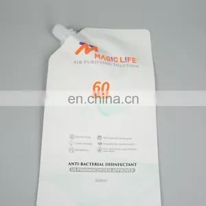 China Manufacture Coloring Printing 500ml Anti-bacterial Disinfectant Stand up Packaging Pouch With Spout thumbnail-3