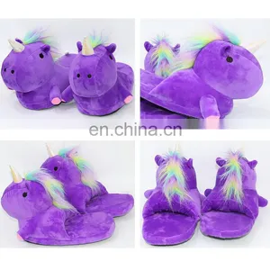 Hot Selling Unicorn Design Plush Soft Animal Slippers thumbnail-2