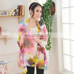 Fashion Ladies 100% Silk Chiffon Scarf thumbnail-1
