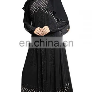 Casual Daily Wear Women's 2017 Abaya Burkha With High Quality Brocade Embosed Velvet Work ( Islamic Muslim Wear) thumbnail-2