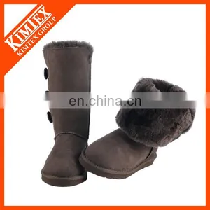 Knee Wool Boots With Button for Women thumbnail-1