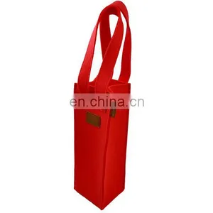 Eco-friendly Wine Holder Bag Felt Printed Christmas Logo Leather Cutting Logo thumbnail-1