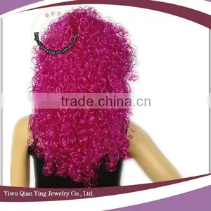 Halloween Synthetic Cheap Wholesale Afro Tight Curly Purple Party Wig thumbnail-3