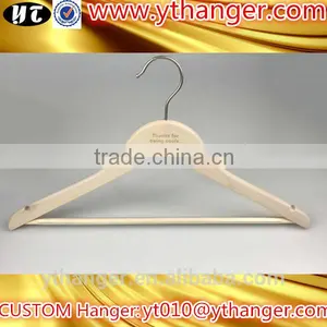 YY0524 Women or Men Flat Wooden Suit Hanger With Trousers Clips thumbnail-5