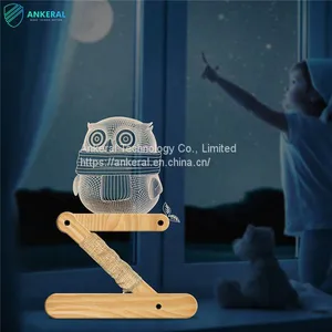 Creative Owl Design 3D Fold Wooden Night Light thumbnail-1