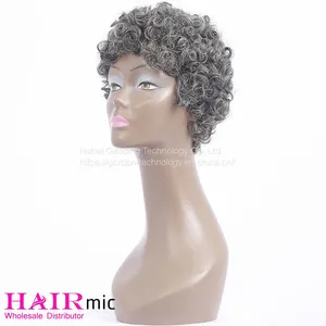 Gray Short Curly Full Lace Human Hair Wig Vendor thumbnail-1