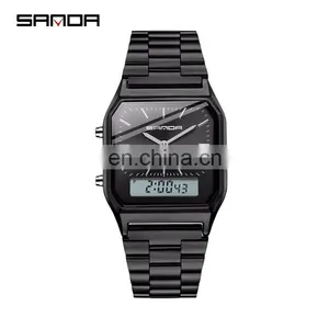 SANDA 747 Simple High Quality Digital Quartz Watch For Man Stainless Steel Time To Showed Luminous Fashion Watches Men thumbnail-1