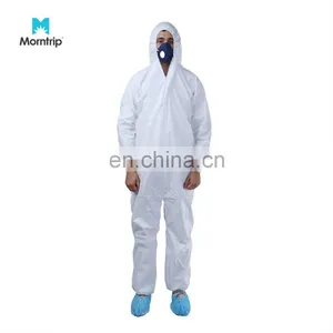 Type 5 6 Dust Liquid Proof Hooded Microporous Coverall Suit for Industrial Use thumbnail-1