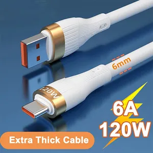 6A Super Fast Charging 120W Type C Cable USBC Silicone Data Cable For Huawei for OPPO USB-C thumbnail-1