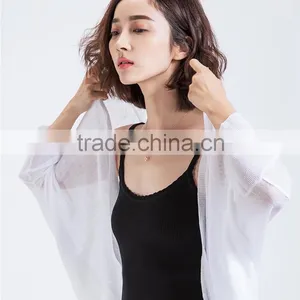 Summer Korean Style Slim Looking Bat Sleeve Linen Sweater Cardigan Air Conditioning Sunscreen Flax Shirt for Women thumbnail-1
