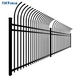 Garden Fence Outdoor Black Powder Coated Curved Top Steel Fence thumbnail-2