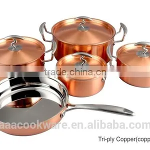 SA-12129 Cookware Cooking Pot Induction Cooker 3-ply Tri-ply Copper Stainless Steel Cookware Set Kitchenware thumbnail-1