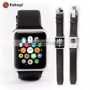 Kakapi Double Buckle Genuine Leather Watch Band Wrist Strap With Watchband Converter For 38MM Apple Watch MT-3914 thumbnail-1