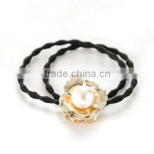 Women New Style Hair Accessories Handmade Flower Big Pearl Hair Bands Gum for Hair Acessorios thumbnail-1