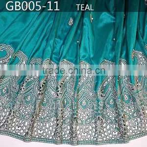 Hot Selling Beaded African George Wrapper Lace Fabrics, Fashion Raw Silk George GB005-11 thumbnail-2