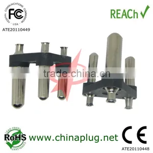 2013 Nickel Plated Small South Africa AC Plug Insert Withstand 5~6A & 250V Brass ac Power Cord 3pin Plug Insert Pin Free Sample thumbnail-1