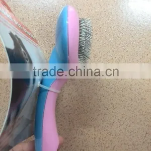 2016 Easy Clean Anti-allergic Pet Grooming Products Rubber Handle Big Stainless Steel Dog Comb thumbnail-4