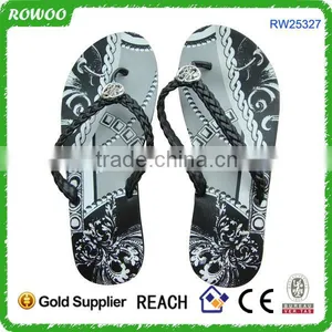 Women's Black EVA Braid T-Strap Sandals thumbnail-1