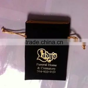 Fashion Velvet Bags Black Gold With Gold Strings thumbnail-1
