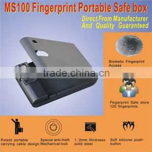 Wholesale- MS100 Micro Vault Portable Biometric Fingerprint Mini Pistol Security Storage Steel Safe Box thumbnail-1