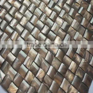 Wave Colored Brown River Shell Mosaic Tile,seamless on Mesh thumbnail-6