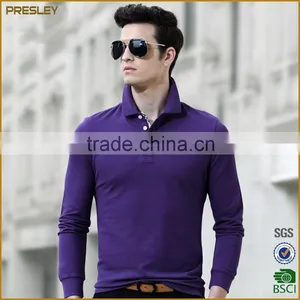 Fashion Long Sleeve Slim Polo T-shirt in 220gsm Jersey Cotton Polo t Shirts thumbnail-4