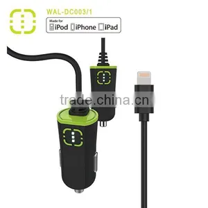 Walnut Brand Single Car Charger With Attached MFI Cable thumbnail-2