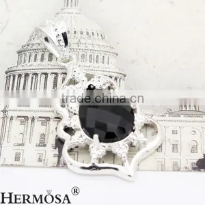 Western Women Accessory Wholesale Water Drop Black Onyx Silver Necklace Pendant thumbnail-2